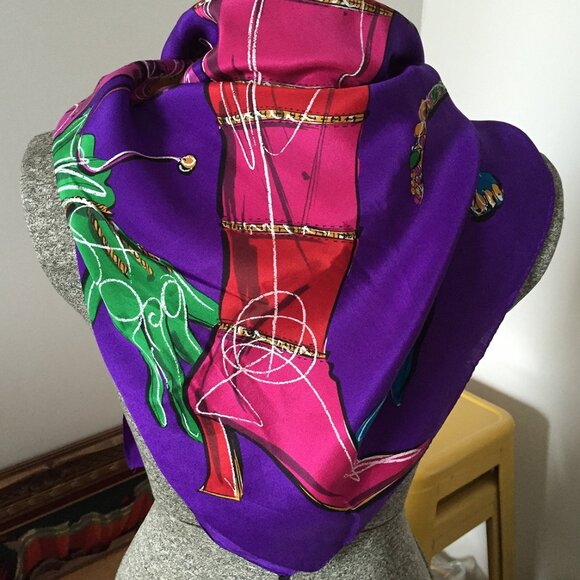 Vintage Anne Klien Silk Scarf | Fashion Illustration - Picture 5 of 7